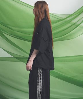 Cargo Pocket Prime-Over Sheer Open Collar Shirt