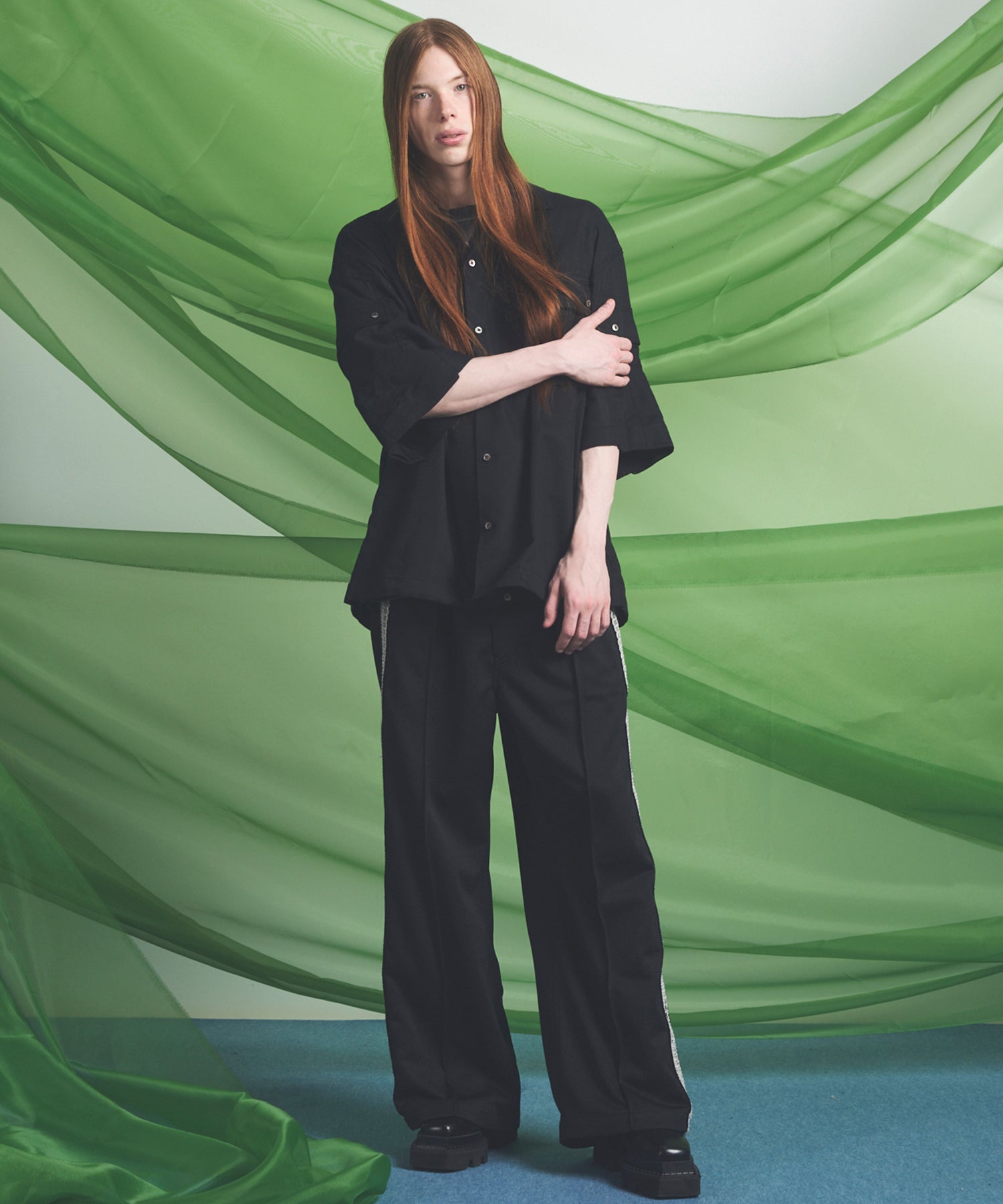 Cargo Pocket Prime-Over Sheer Open Collar Shirt