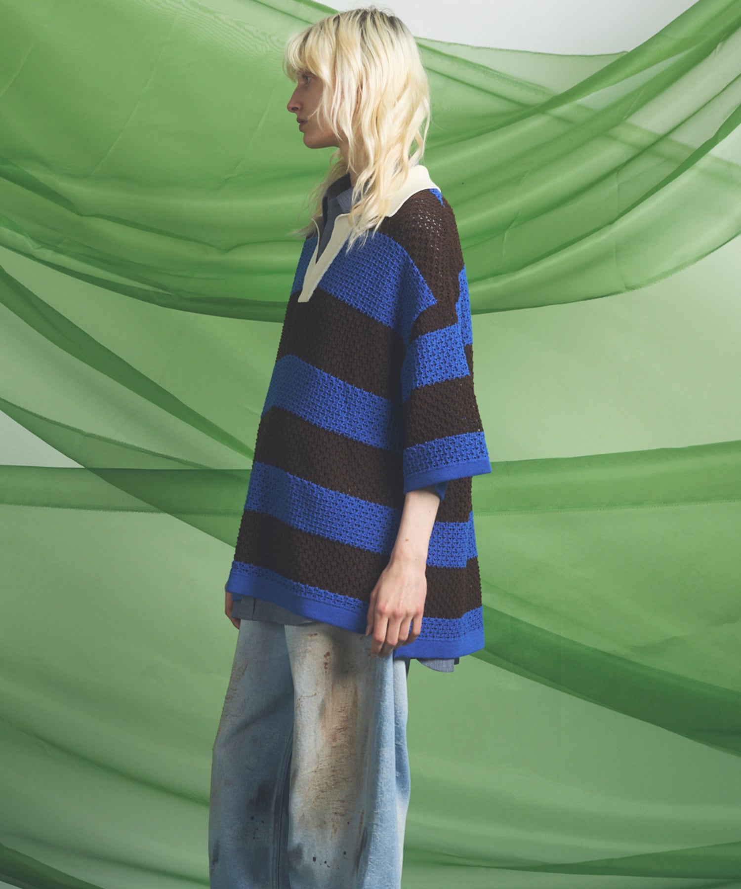 Cotton Bulky Acrylic Blend Prime-Over Gradation Dyeing Knit