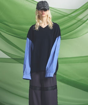 Shirt Docking Prime-Over V-neck Knit Pullover