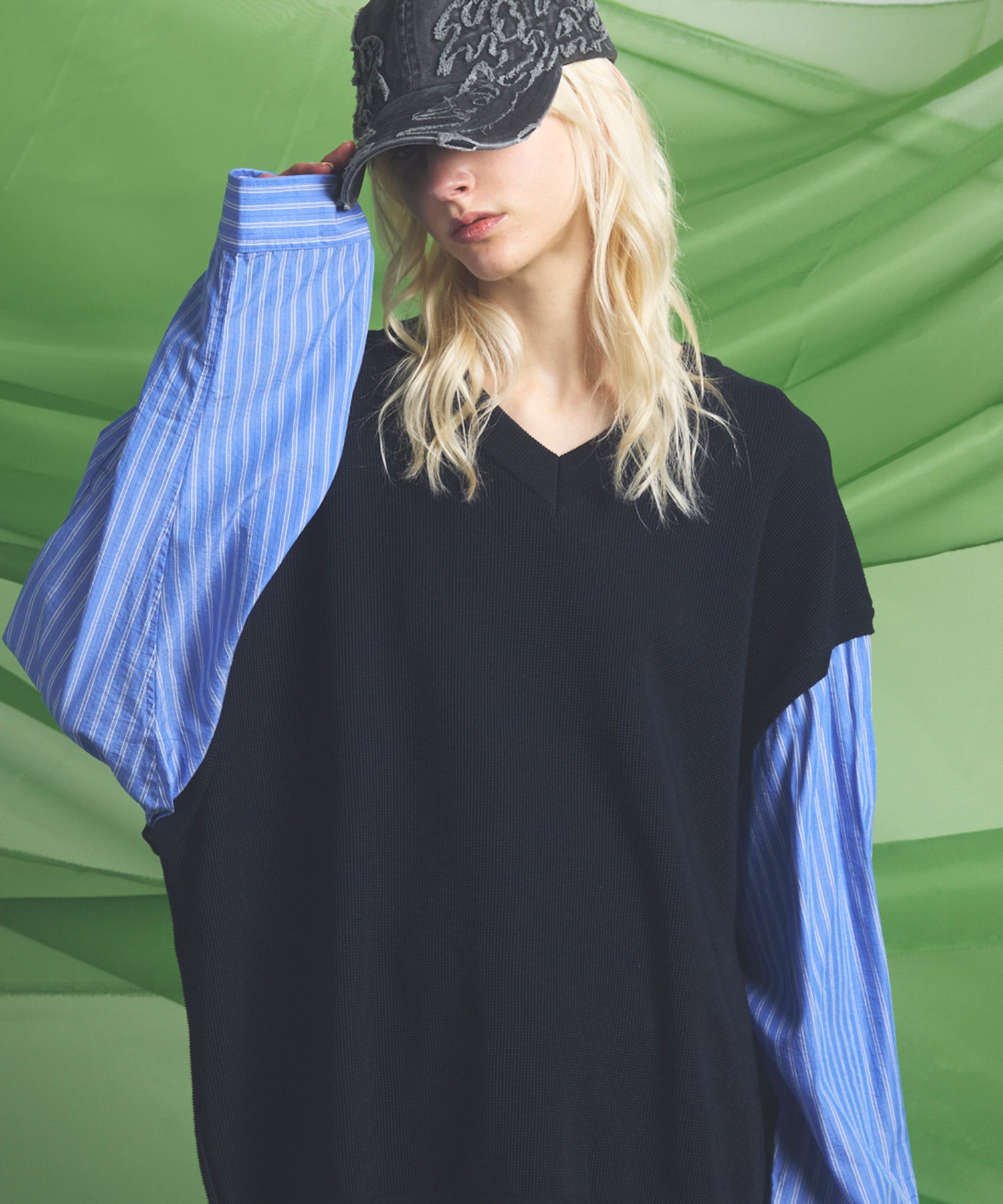 Shirt Docking Prime-Over V-neck Knit Pullover