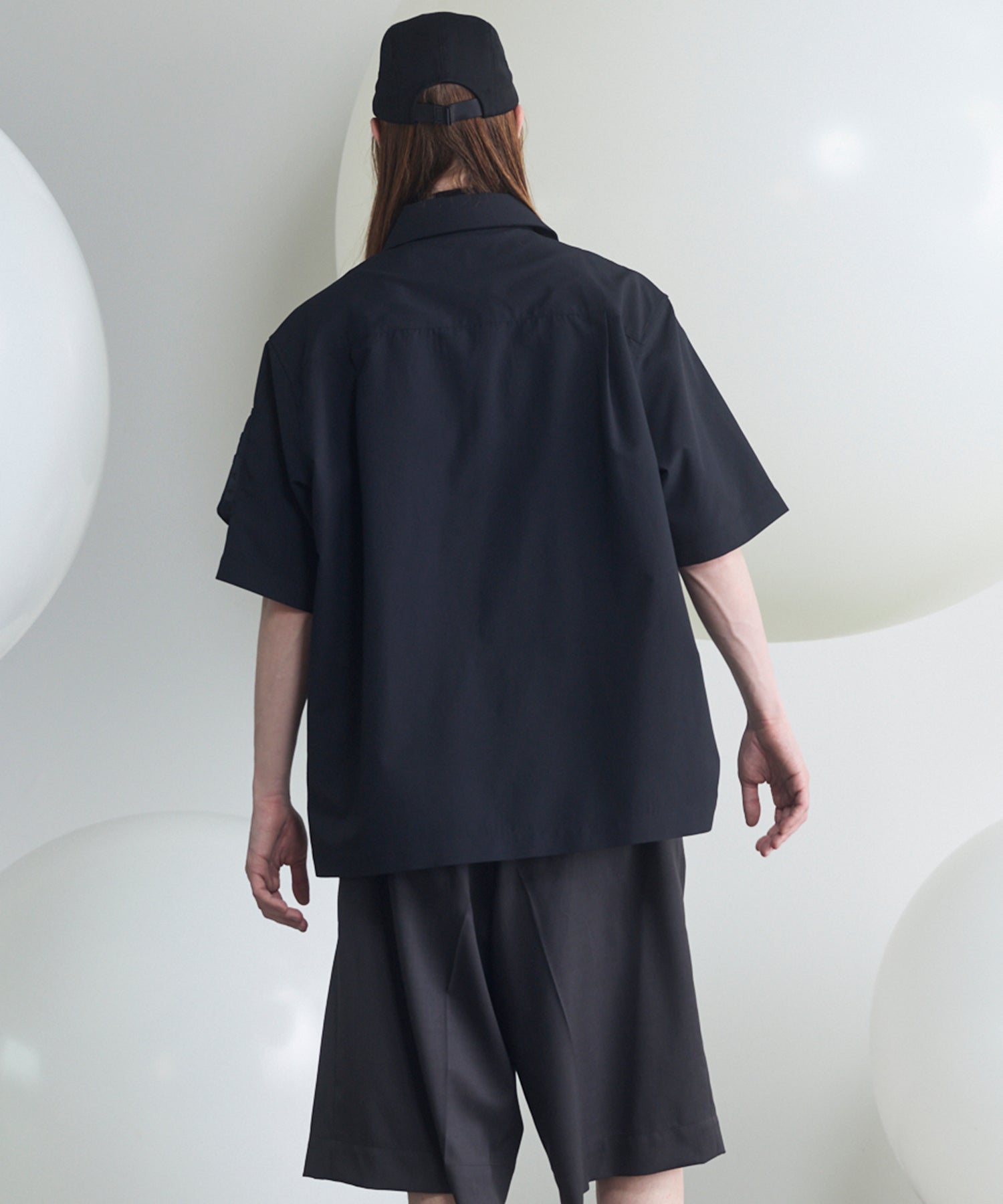 Layering MA-1 Docking Prime-Over Open Collar Short Sleeve Shirt