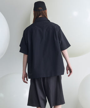 Layering MA-1 Docking Prime-Over Open Collar Short Sleeve Shirt