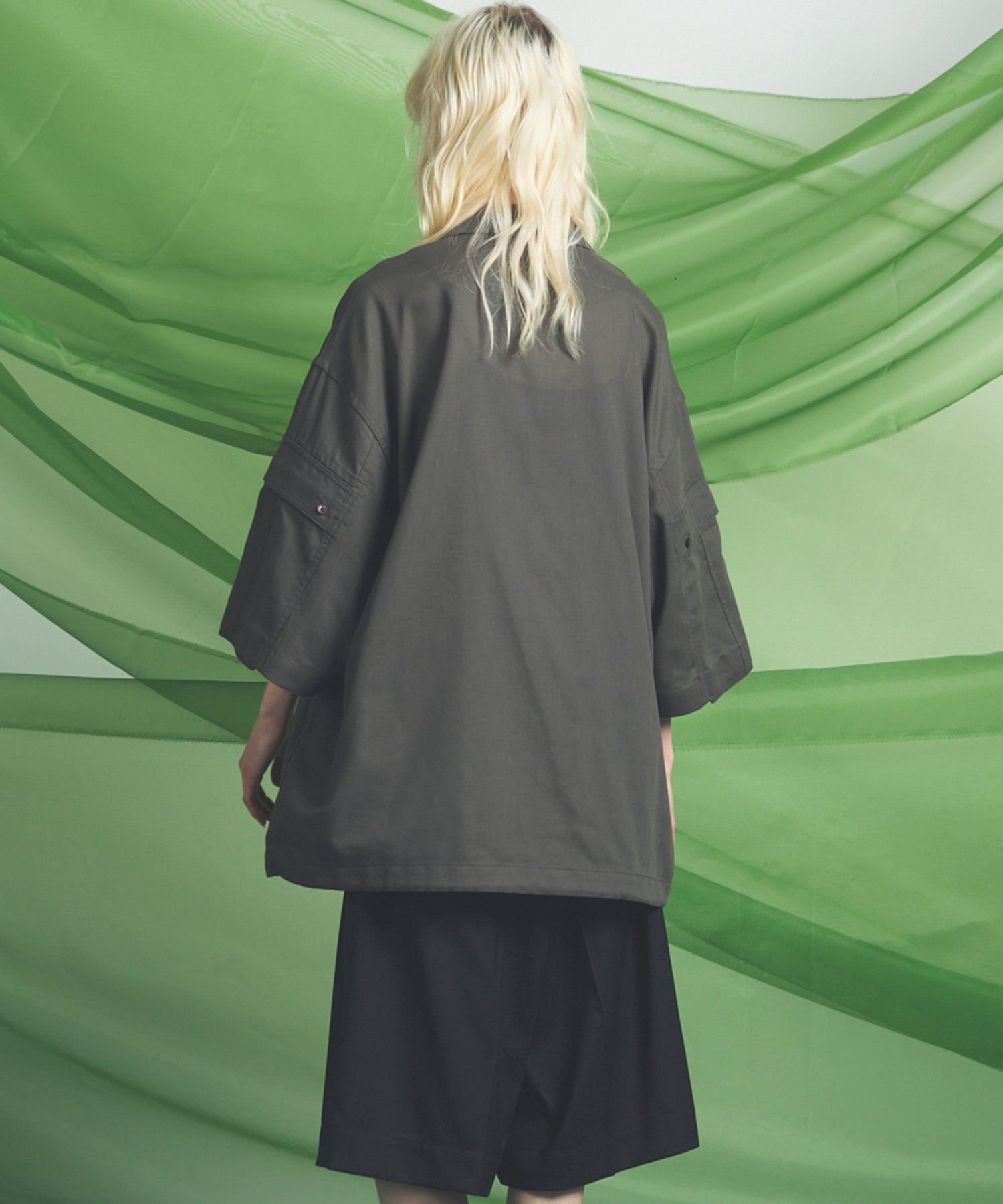 Cargo Pocket Prime-Over Sheer Open Collar Shirt