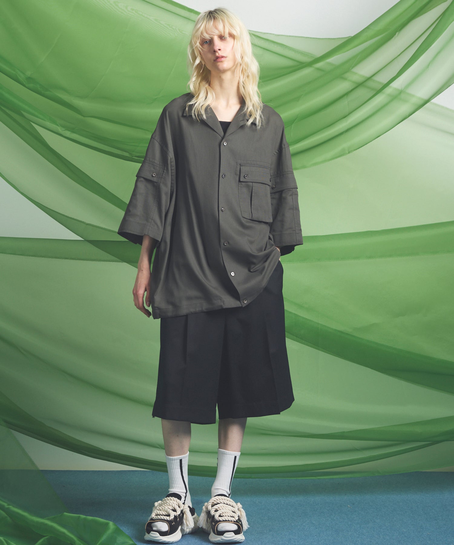 【26SS PRE-ORDER】Linen Mix Slab Side Big Pocket Prime-Wide Pants