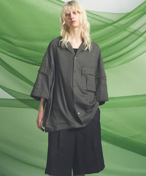 Cargo Pocket Prime-Over Sheer Open Collar Shirt