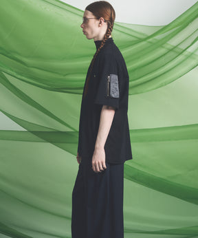 【26SS PRE-ORDER】Asymmetrical Front Zip High Neck Prime-Over High Neck Short Sleeve T-Shirt