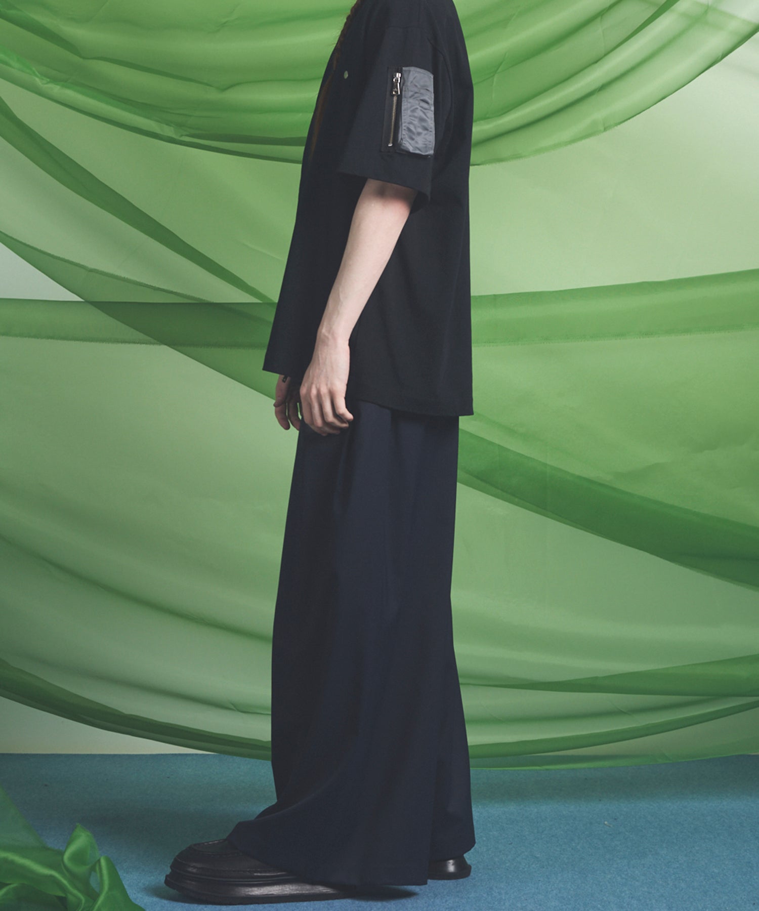NISHIKAWA KEORI Wool Mix Gabardine Prime Wide Pants