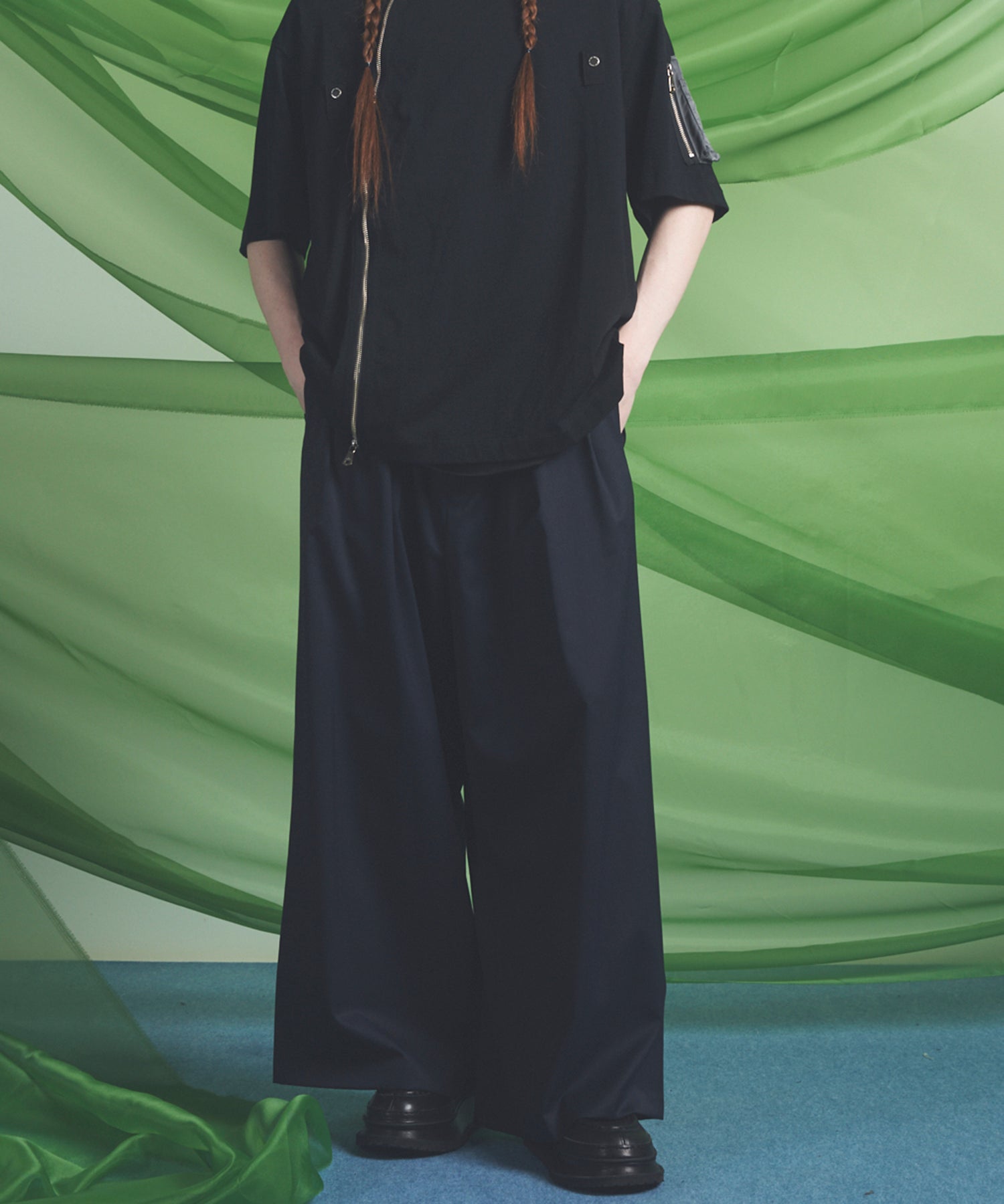 NISHIKAWA KEORI Wool Mix Gabardine Prime Wide Pants