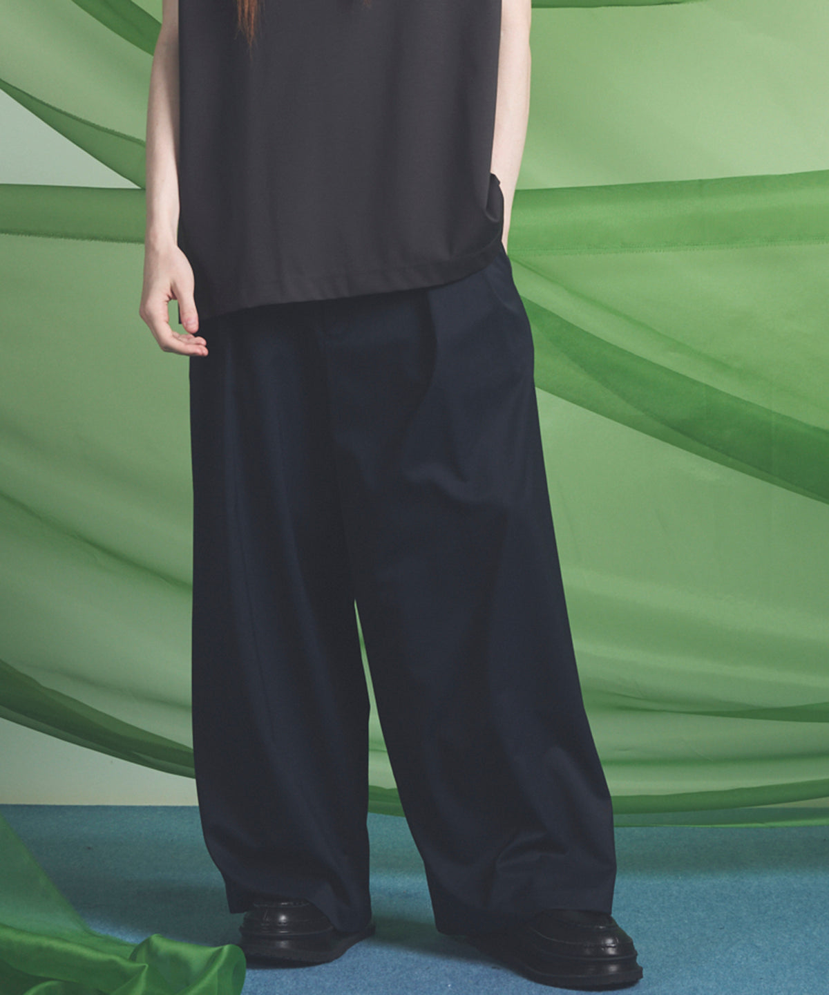 NISHIKAWA KEORI Wool Mix Gabardine Prime Wide Pants