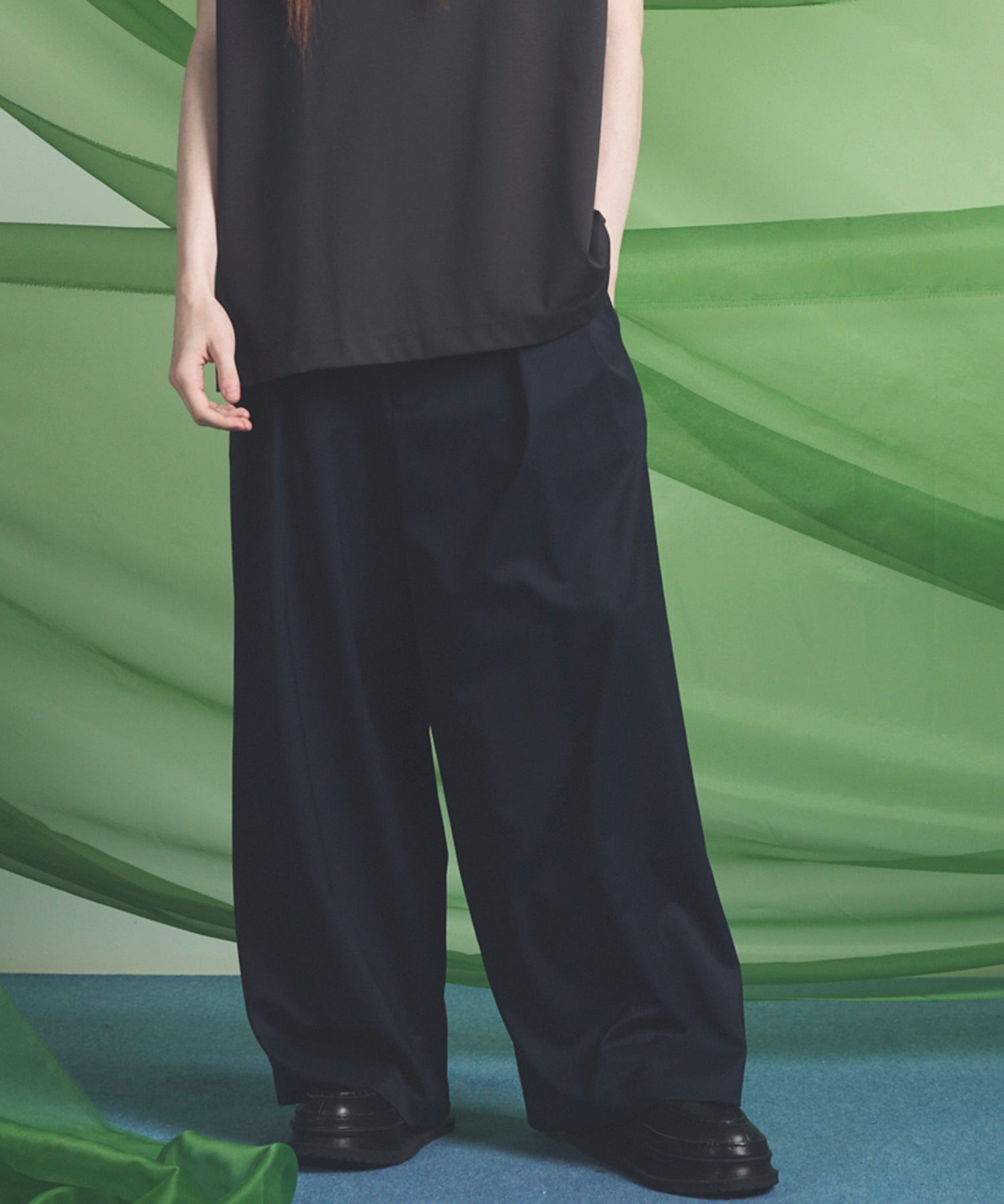 NISHIKAWA KEORI Wool Mix Gabardine Prime Wide Pants
