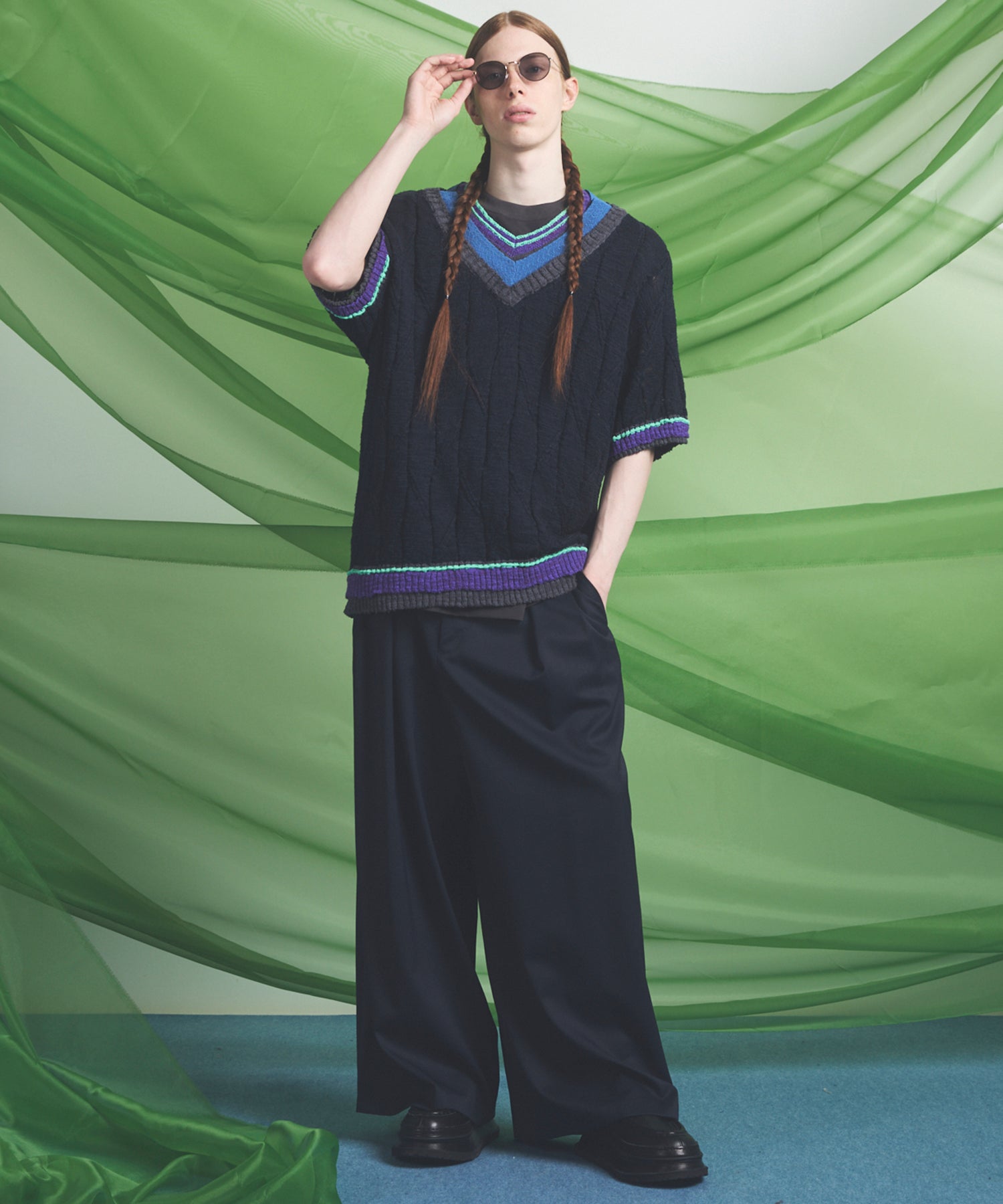 NISHIKAWA KEORI Wool Mix Gabardine Prime Wide Pants