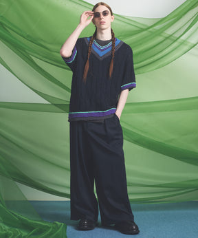 NISHIKAWA KEORI Wool Mix Gabardine Prime Wide Pants