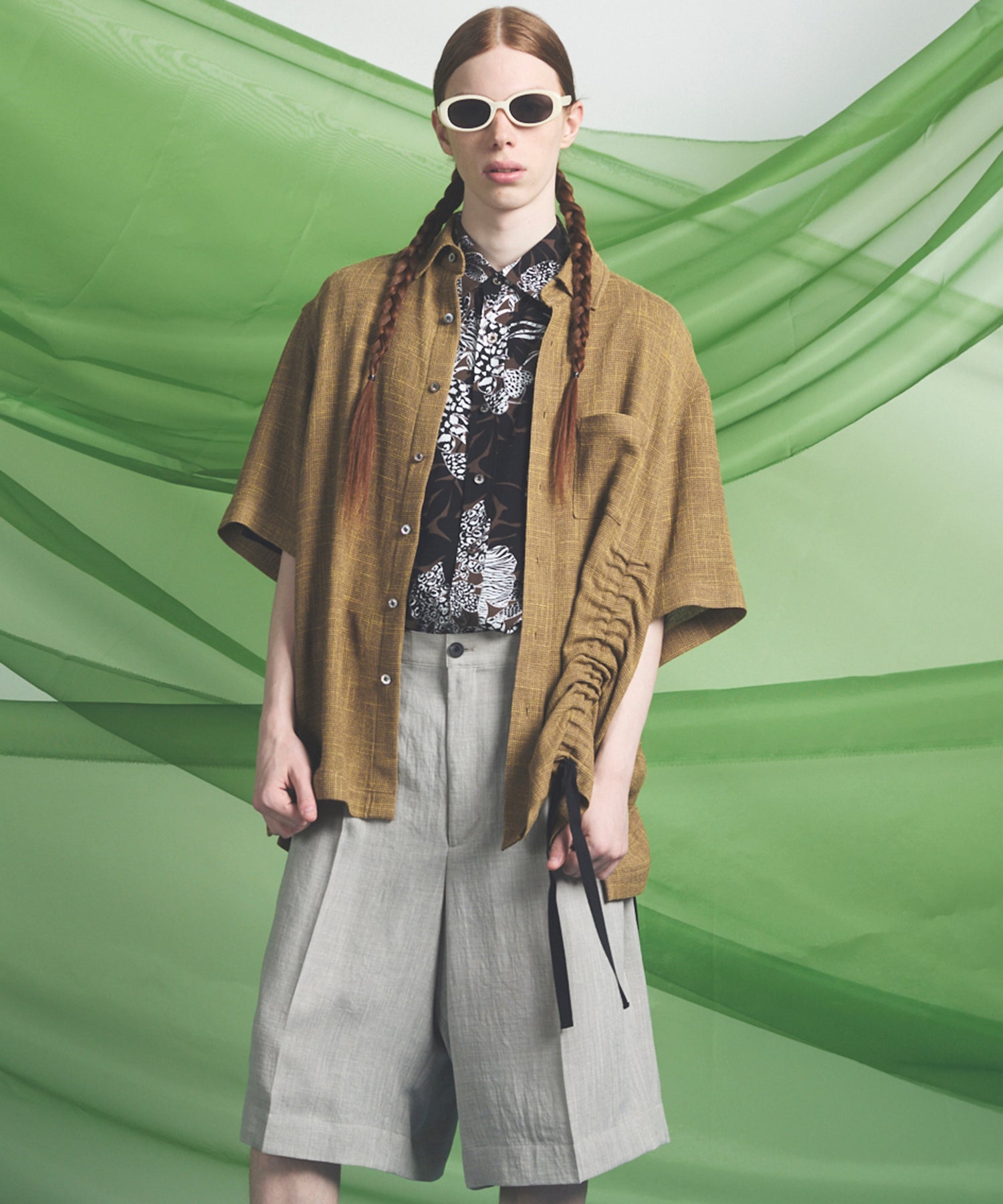 Dry KARAMI Mesh Prime-Over Asymmetric Shirred Shirt
