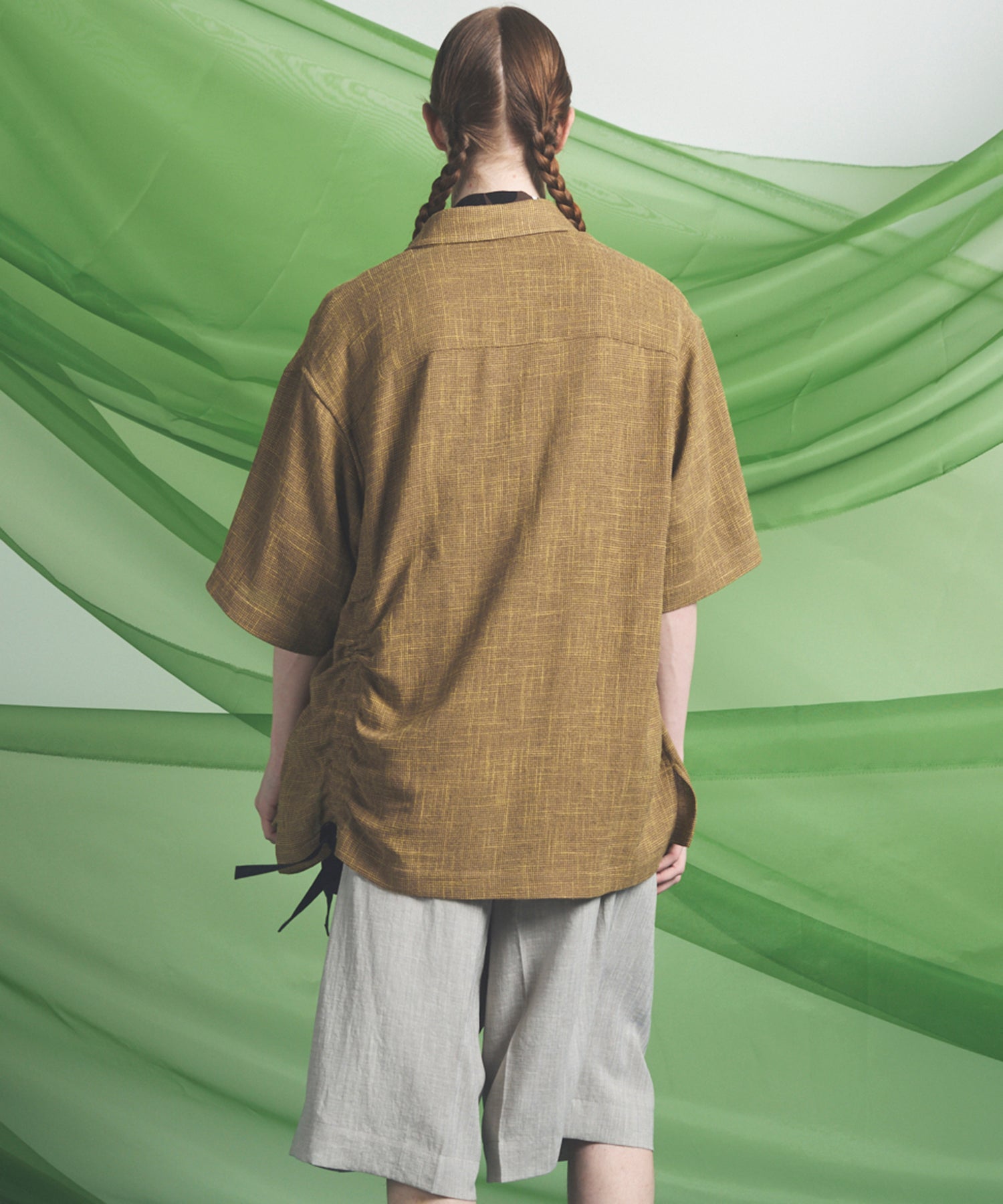 Dry KARAMI Mesh Prime-Over Asymmetric Shirred Shirt