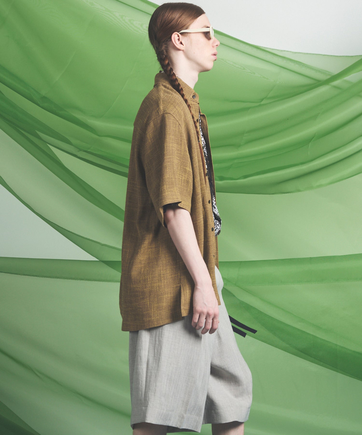 Dry KARAMI Mesh Prime-Over Asymmetric Shirred Shirt