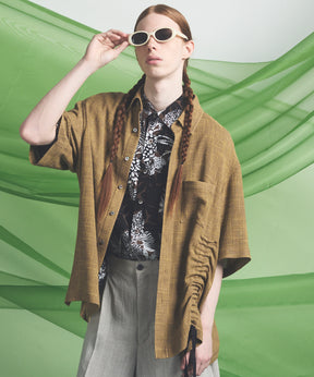 Dry KARAMI Mesh Prime-Over Asymmetric Shirred Shirt