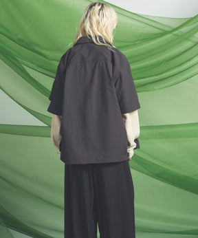 Layering MA-1 Docking Prime-Over Open Collar Short Sleeve Shirt