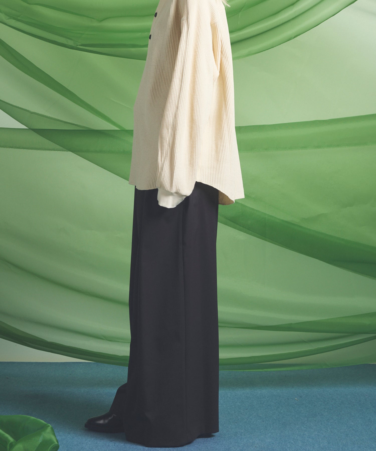 NISHIKAWA KEORI Wool Mix Gabardine Prime Wide Pants