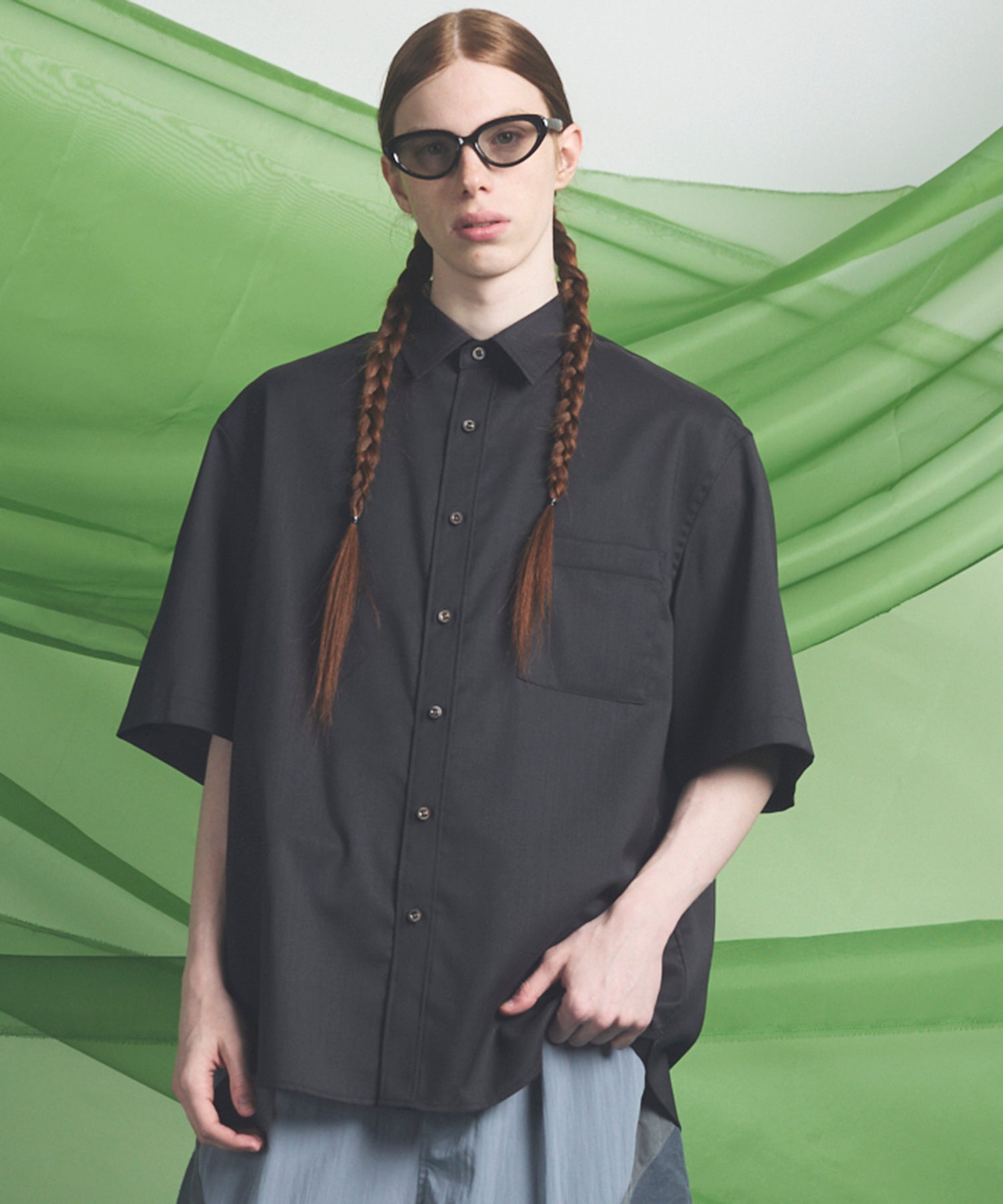 NISHIKAWA KEORI Wool Mix Prime-Over Short Sleeve Shirt