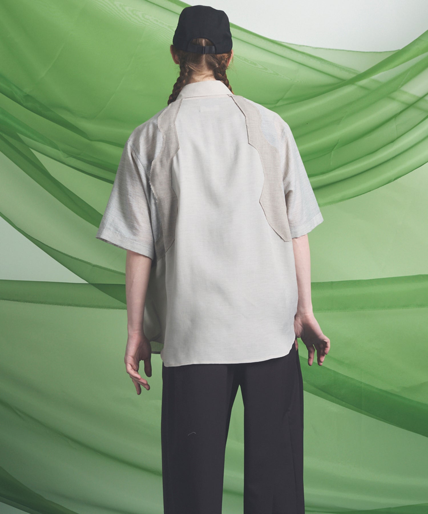 Sheer ZIGZAG Switching Prime-Over Short Sleeve Shirt
