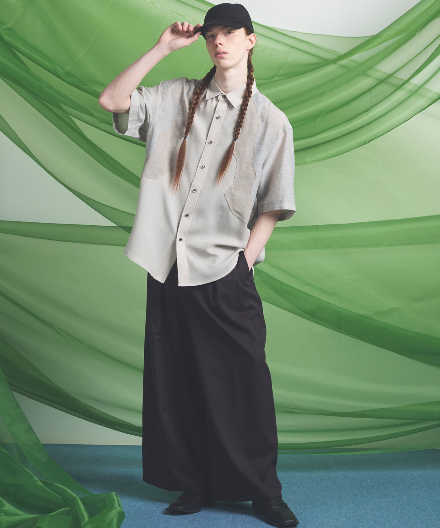 NISHIKAWA KEORI Wool Mix Gabardine Prime Wide Pants