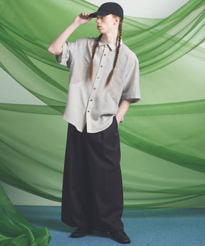 Sheer ZIGZAG Switching Prime-Over Short Sleeve Shirt