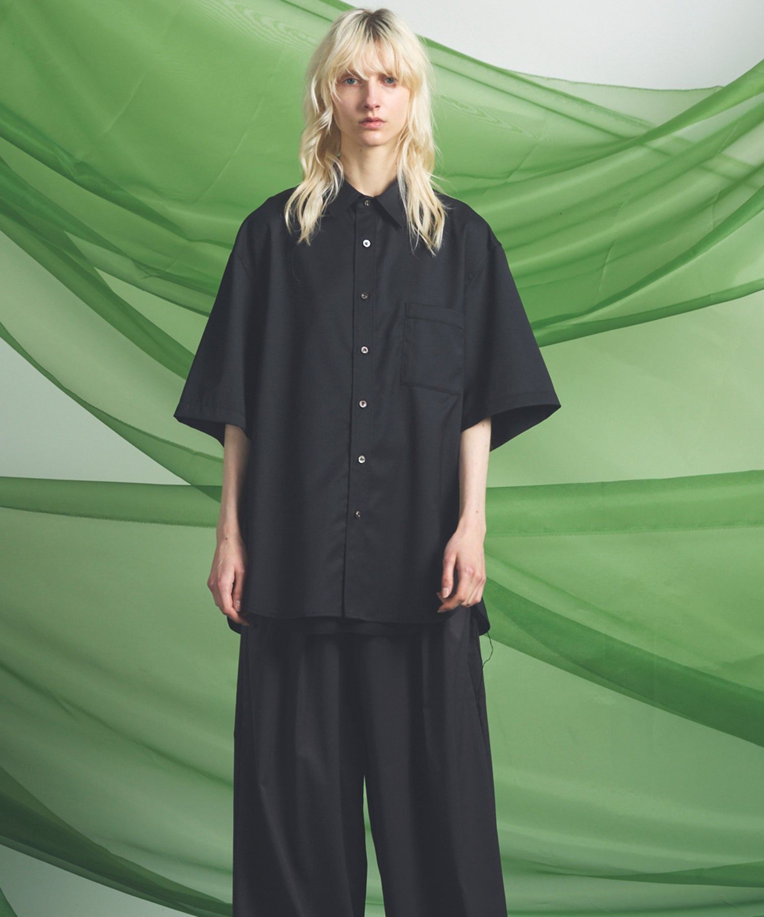 NISHIKAWA KEORI Wool Mix Prime-Over Short Sleeve Shirt
