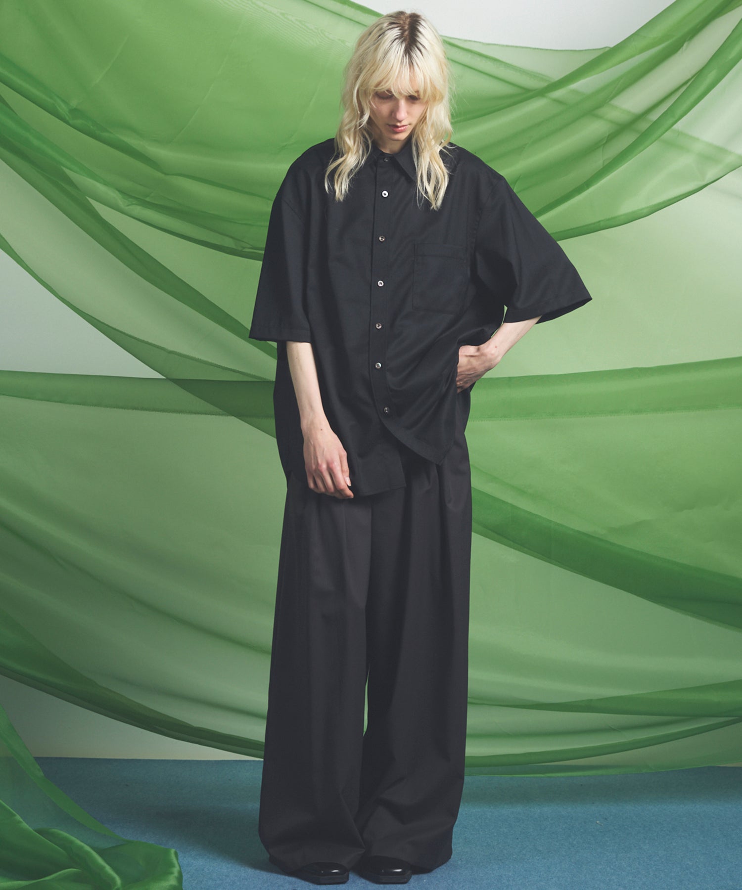 NISHIKAWA KEORI Wool Mix Prime-Over Short Sleeve Shirt