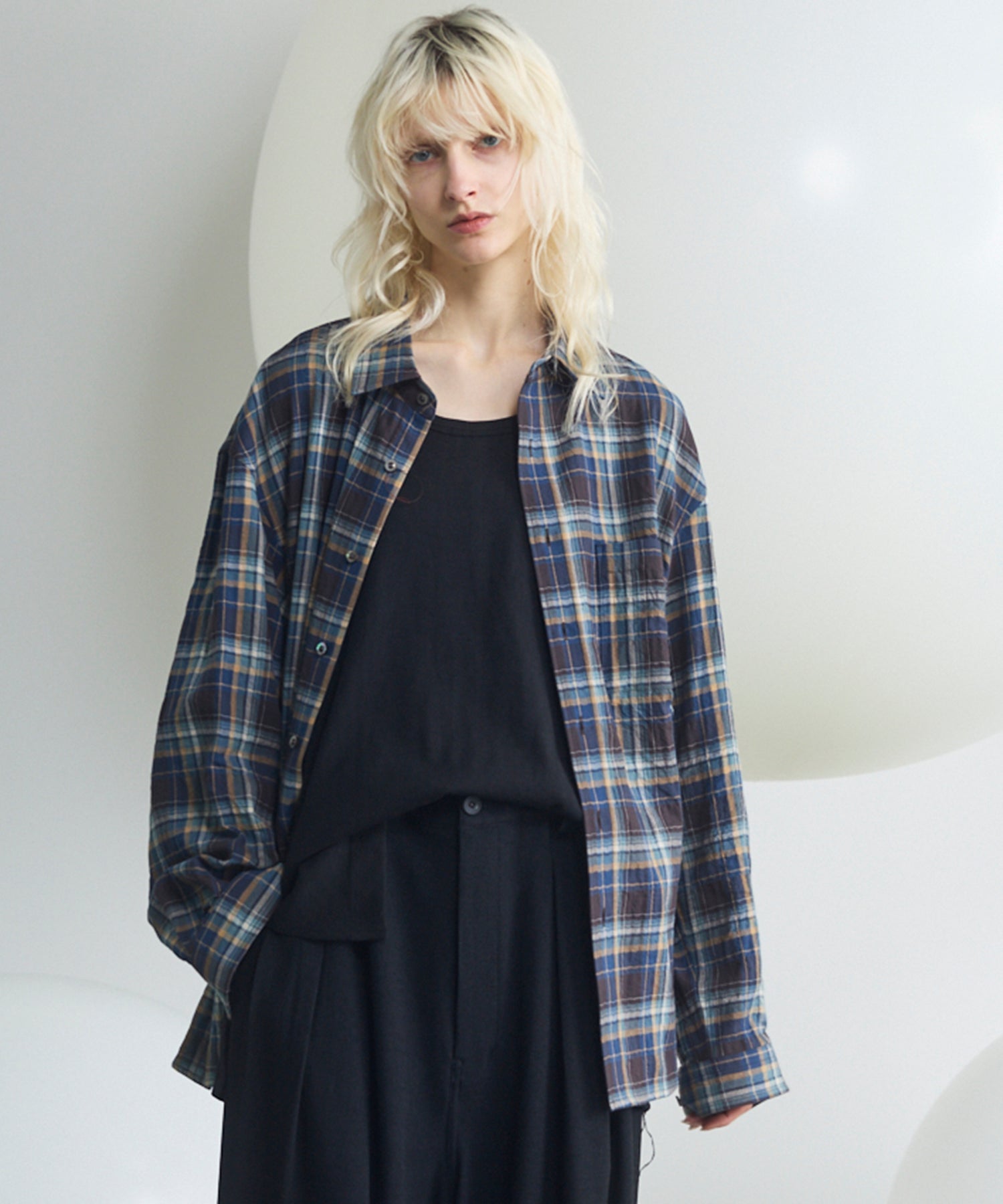 [Italian Dead Stock Fabric] Prime-Over Regular Collar Long Sleeve Shirt