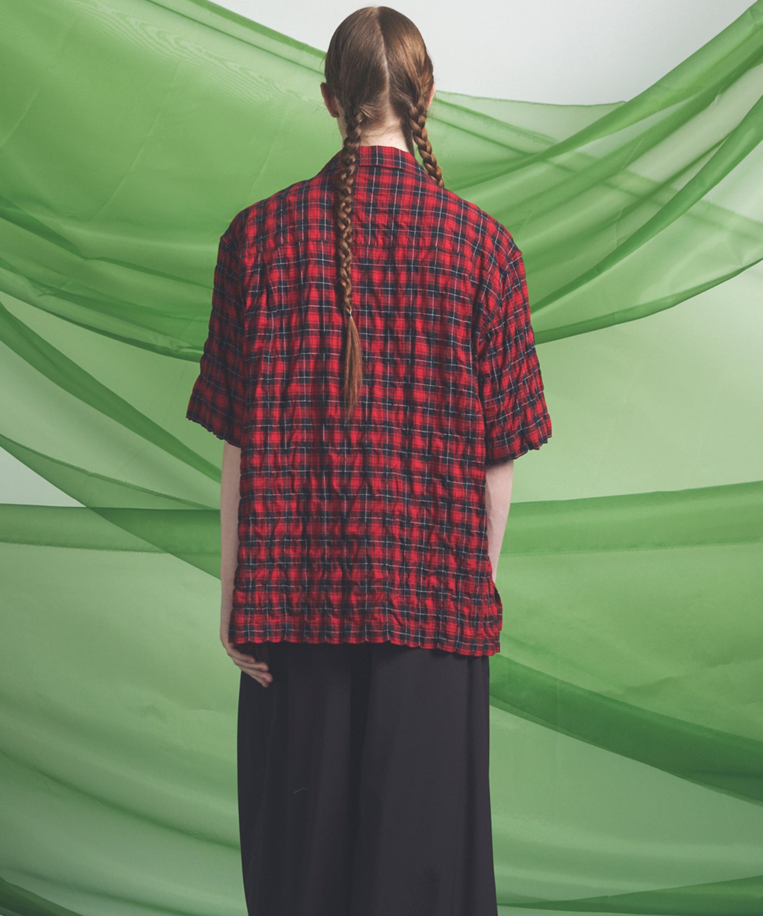 Italian Dead Stock Fabric Prime-Over Open Collar Short Sleeve Shirt