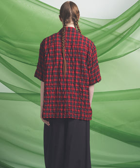 Italian Dead Stock Fabric Prime-Over Open Collar Short Sleeve Shirt