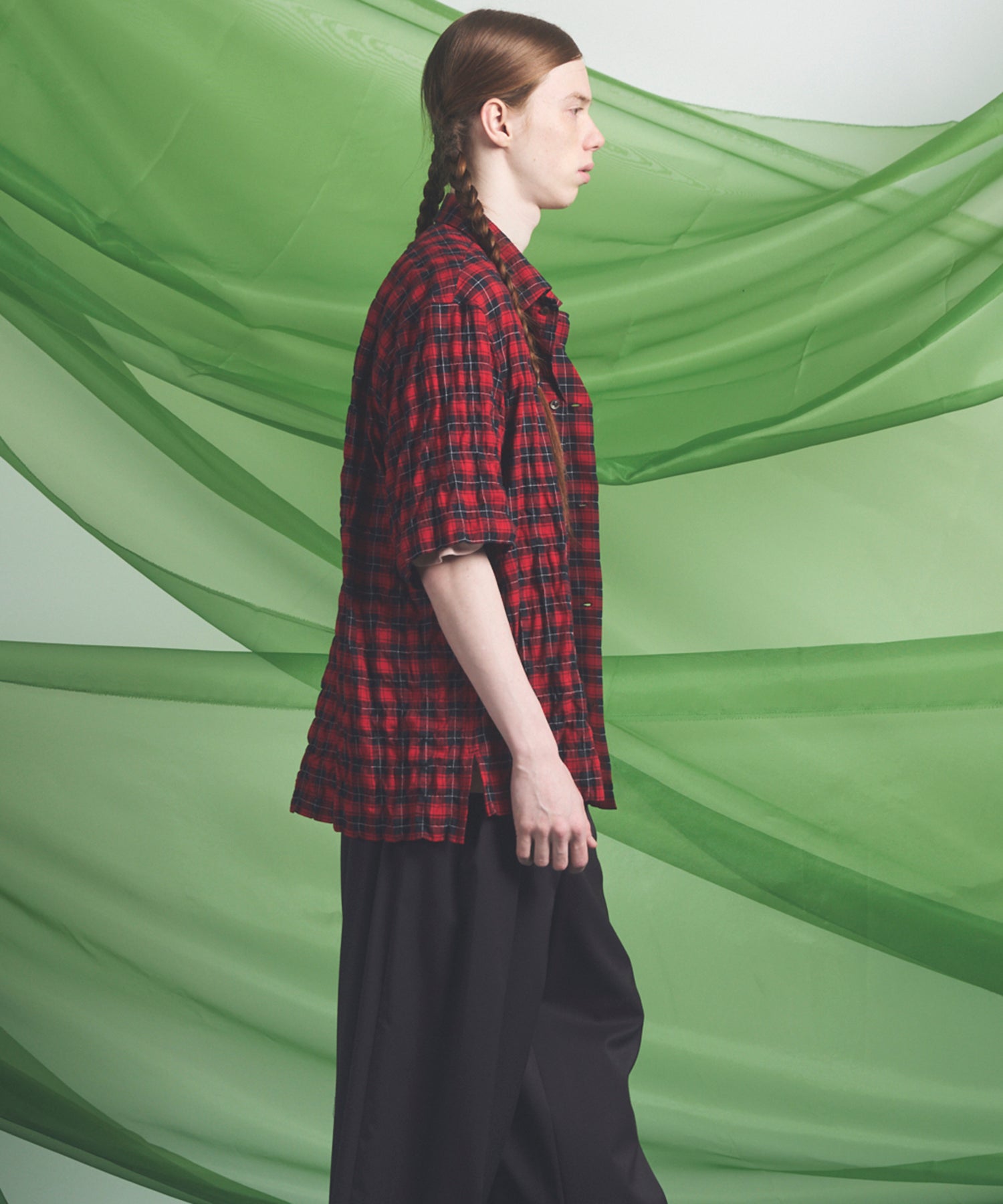 Italian Dead Stock Fabric Prime-Over Open Collar Short Sleeve Shirt