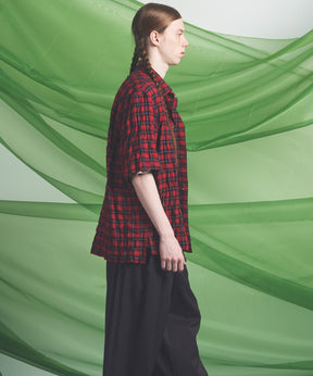 Italian Dead Stock Fabric Prime-Over Open Collar Short Sleeve Shirt