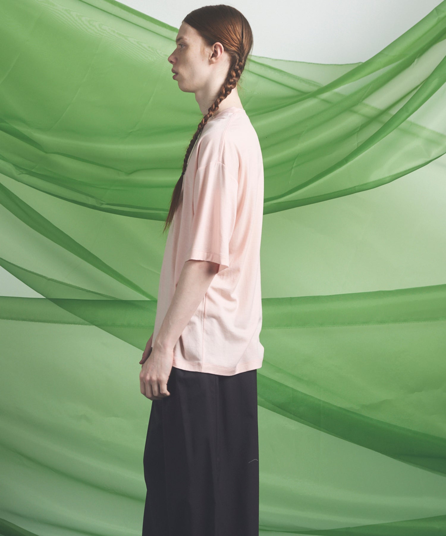 Wool Yarn Prime-Over Short Sleeve Crew Neck T-Shirt