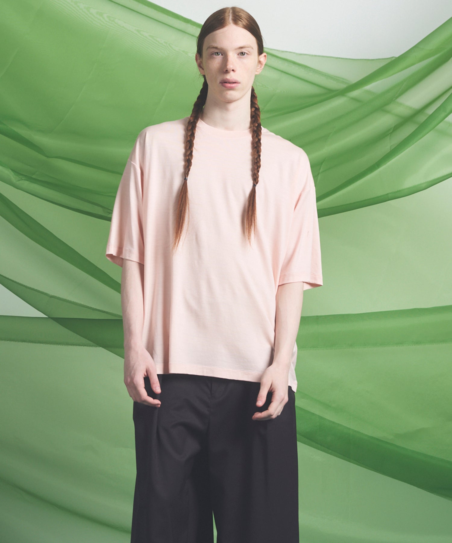 Wool Yarn Prime-Over Short Sleeve Crew Neck T-Shirt