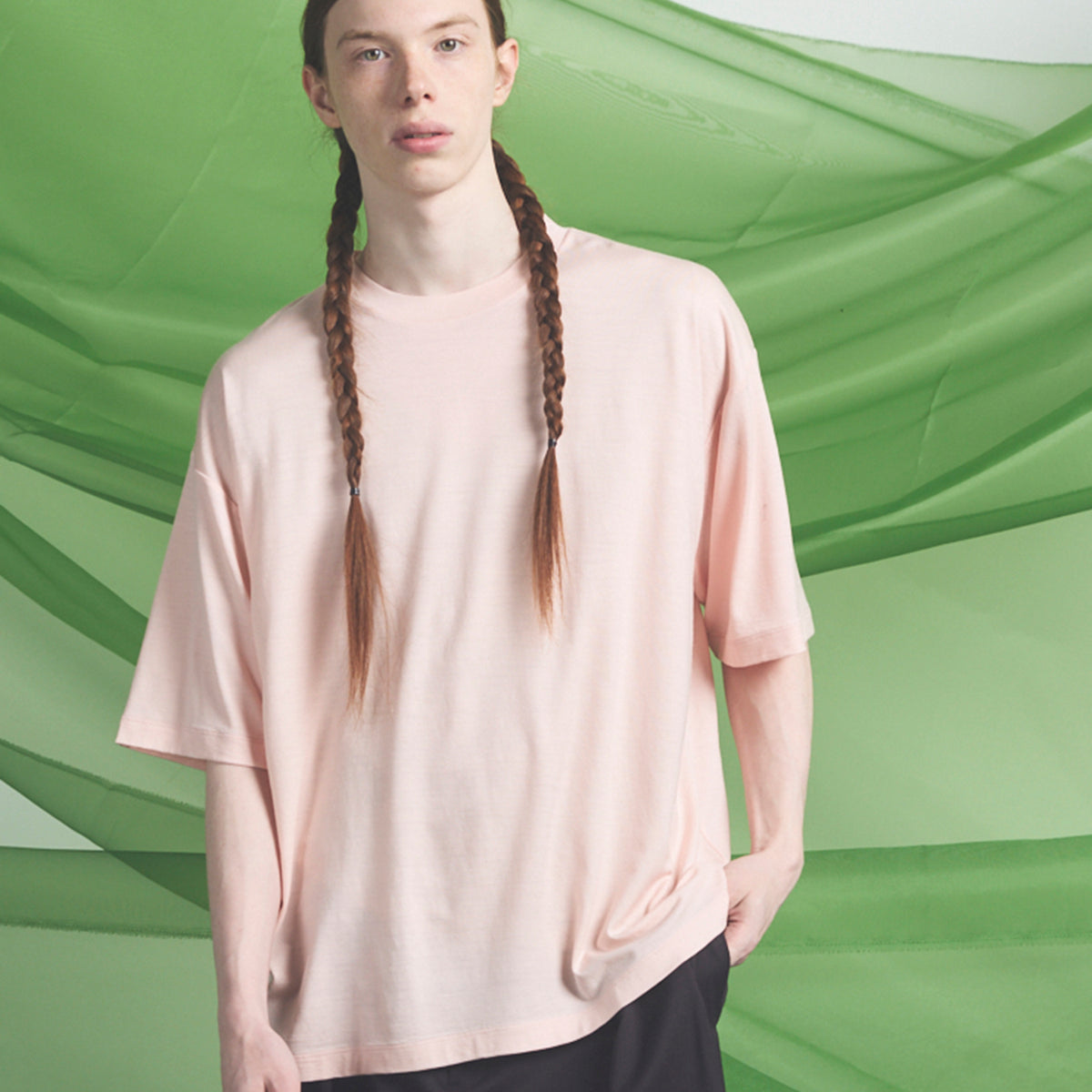 Wool Yarn Prime-Over Short Sleeve Crew Neck T-Shirt