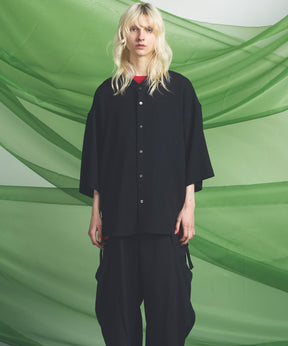 Dryamundsen KIMONO V-collar Prime-Over Side Gathers Short Sleeve Shirt