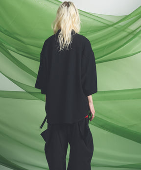 Dryamundsen KIMONO V-collar Prime-Over Side Gathers Short Sleeve Shirt