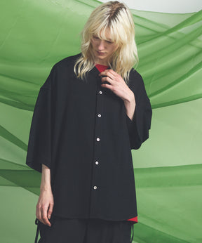Dryamundsen KIMONO V-collar Prime-Over Side Gathers Short Sleeve Shirt