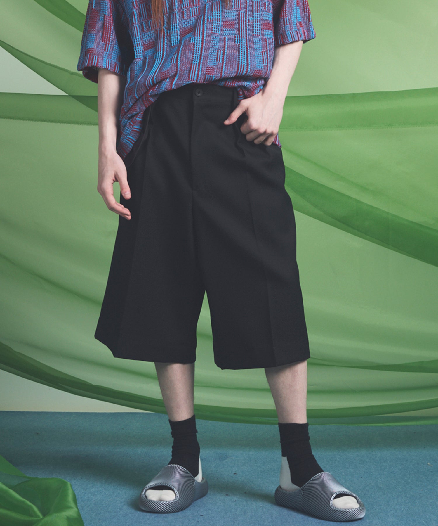 4 Colors Chambray Washable Wool Prime-Wide Shorts