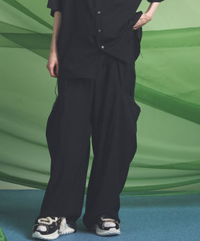 Linen Mix Slab Side Big Pocket Prime-Wide Pants