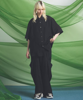Linen Mix Slab Side Big Pocket Prime-Wide Pants