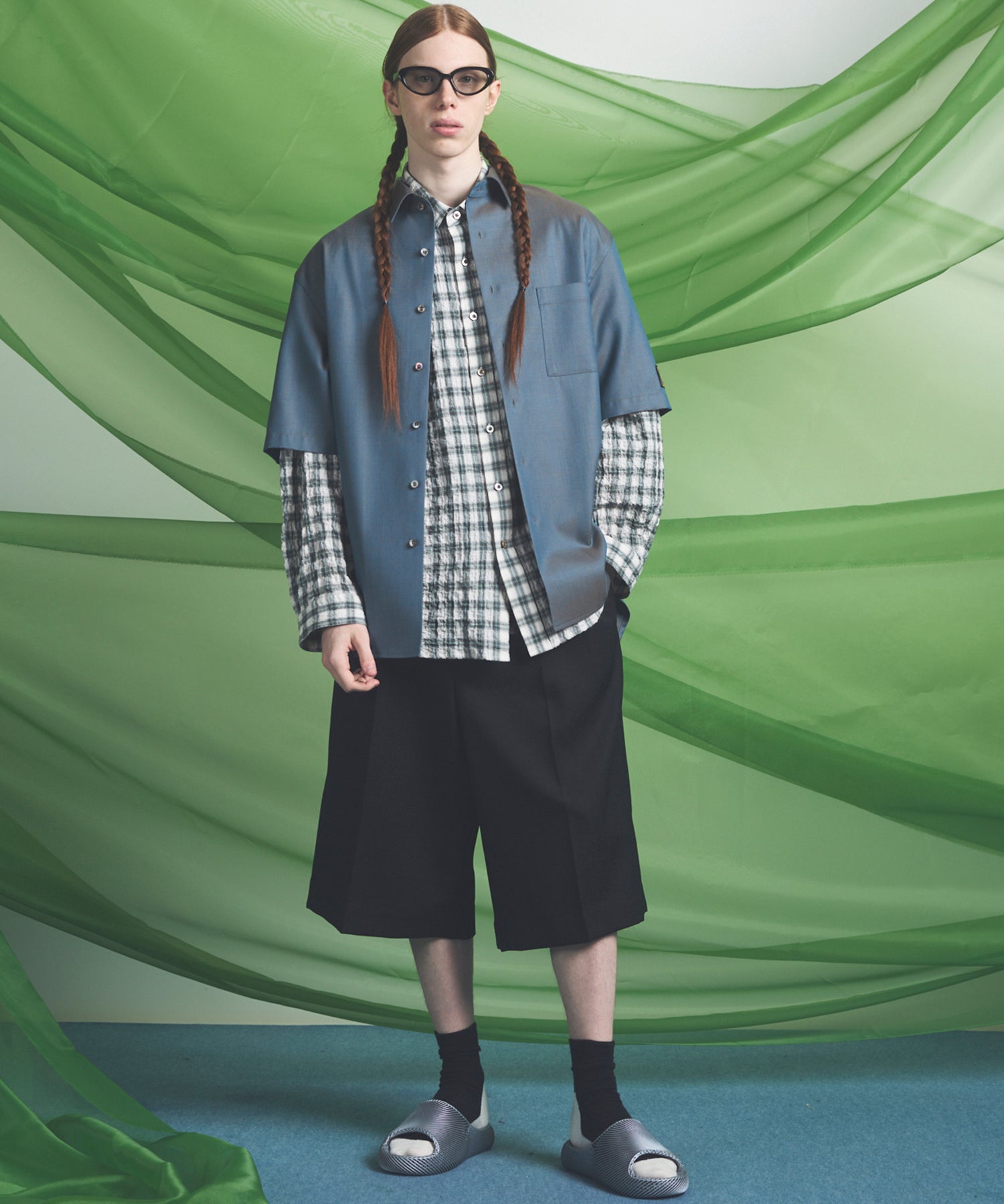 [Italian Dead Stock Fabric] Prime-Over Regular Collar Long Sleeve Shirt