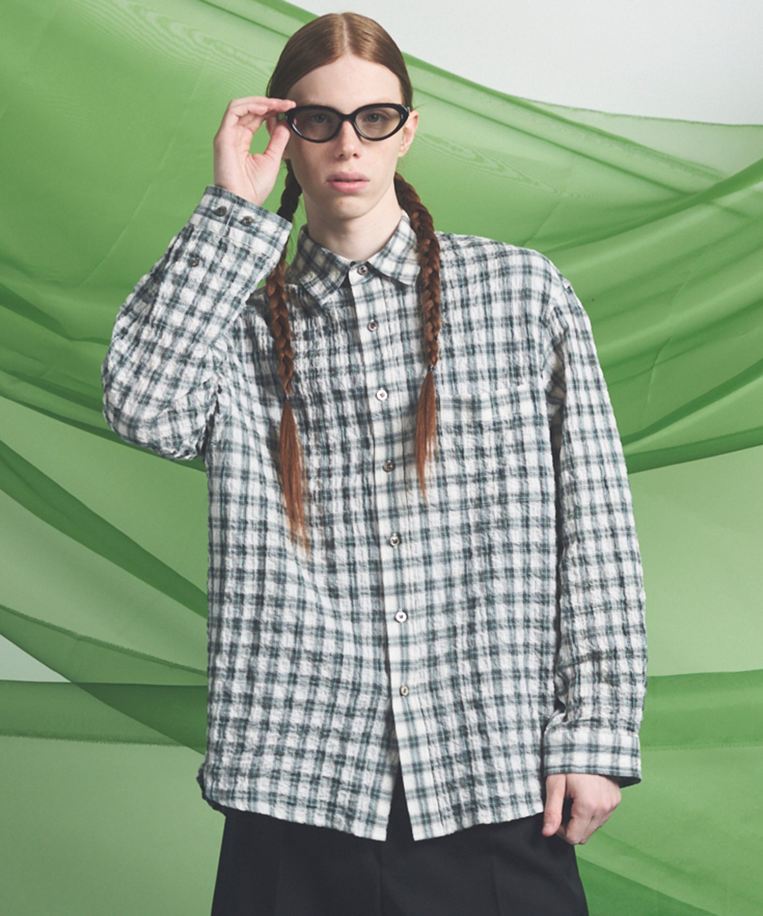 [Italian Dead Stock Fabric] Prime-Over Regular Collar Long Sleeve Shirt