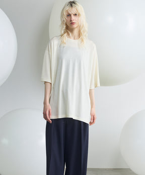 Wool Yarn Prime-Over Short Sleeve Crew Neck T-Shirt