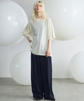 Wool Yarn Prime-Over Short Sleeve Crew Neck T-Shirt