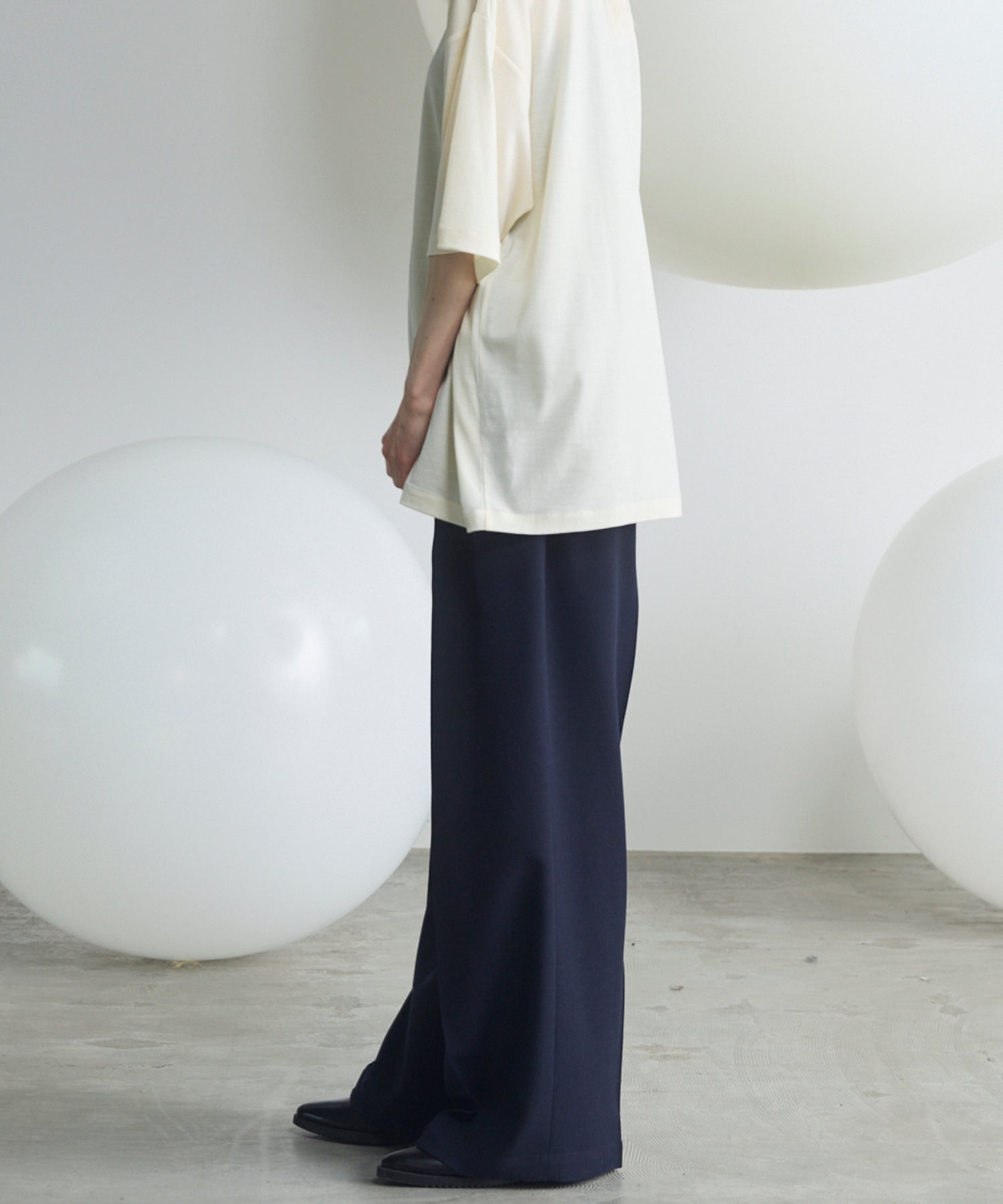 Slab Rayon Two-tuck Prime-Wide Slacks