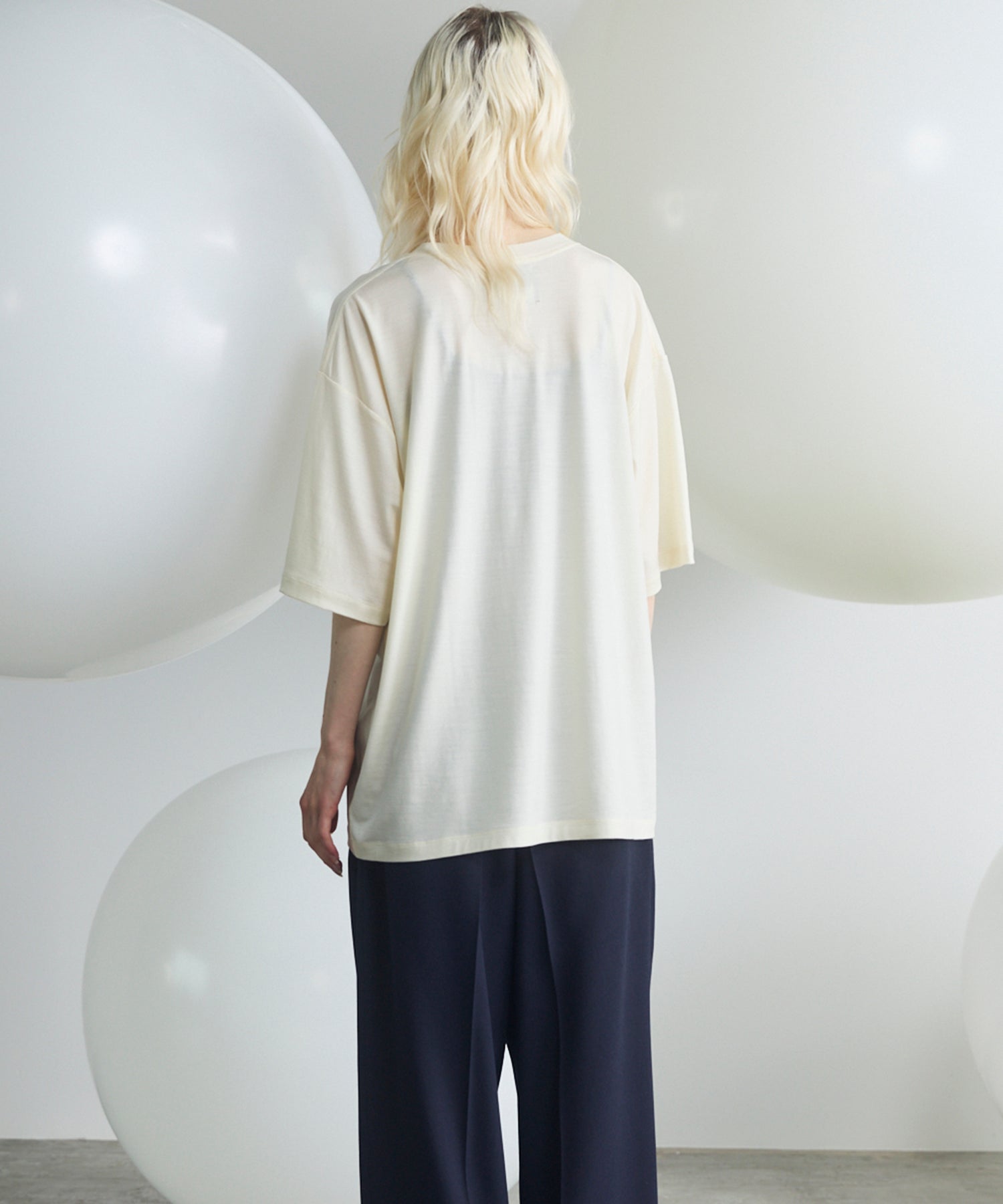 Wool Yarn Prime-Over Short Sleeve Crew Neck T-Shirt