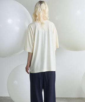 Wool Yarn Prime-Over Short Sleeve Crew Neck T-Shirt